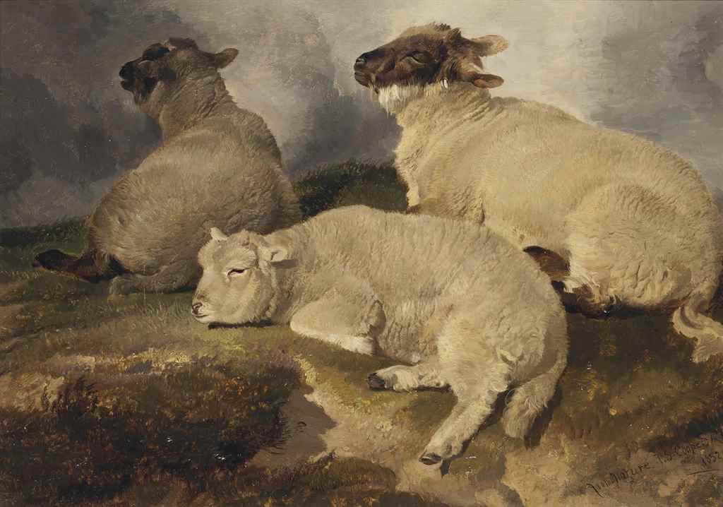 Thomas Sidney Cooper, R.A. (1803-1902)
Three lambs on a hillock
signed, inscribed and dated 'from