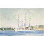 Henry Scott Tuke, R.A., R.W.S. (1858-1929)
A windjammer at anchor
signed with initials and dated '