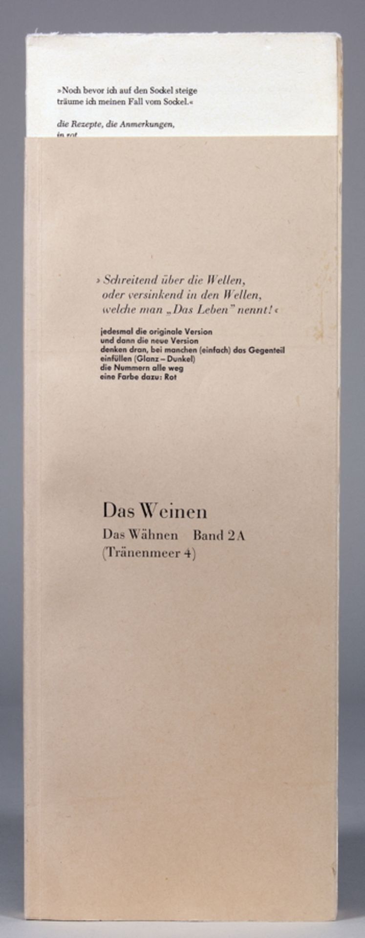 Dieter Roth. Das Weinen. Das Wähnen. Band 2A. (Tränenmeer 4). Stuttgart und London, Hansjörg