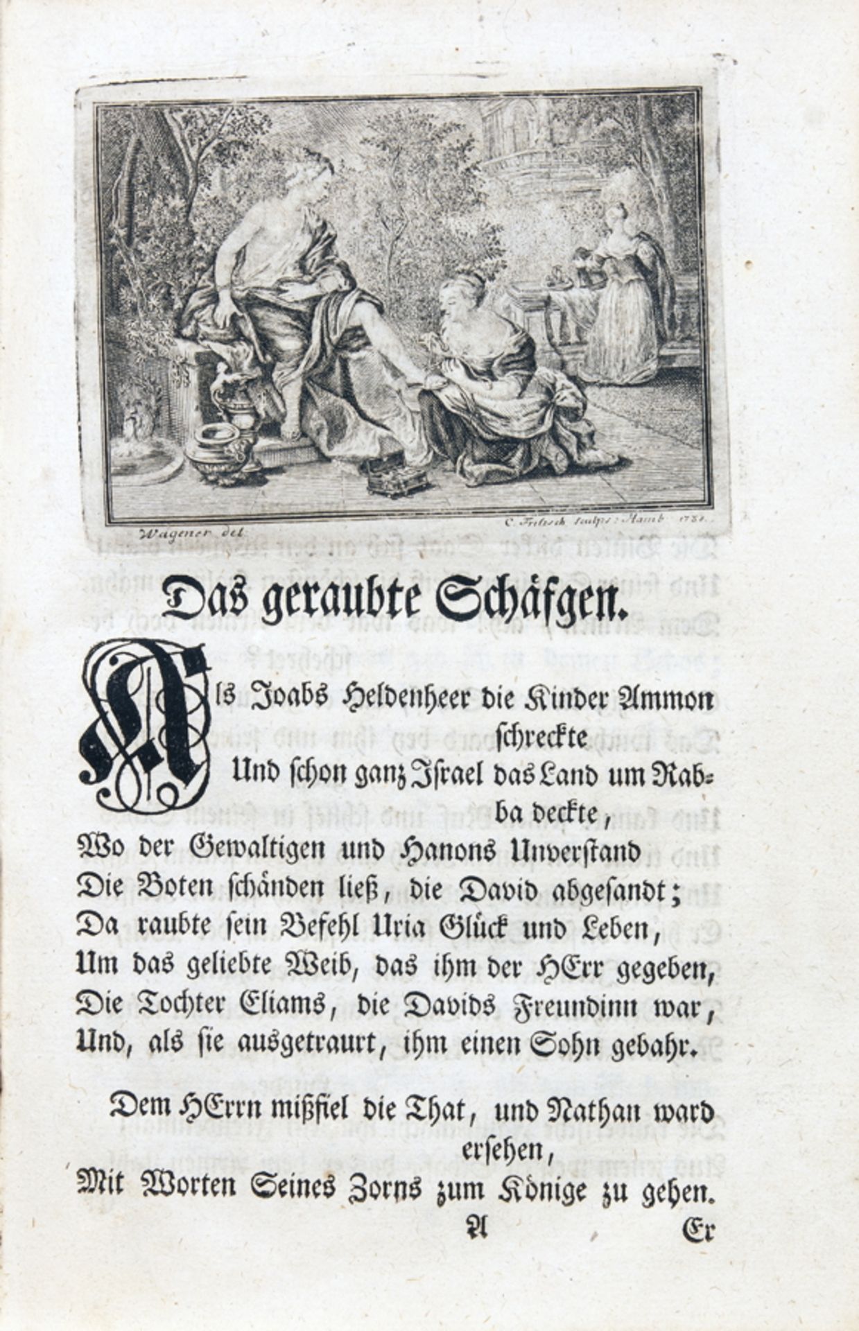 [Friedrich von Hagedorn]. Versuch in poetischen Fabeln und Erzehlungen. Hamburg, Conrad König