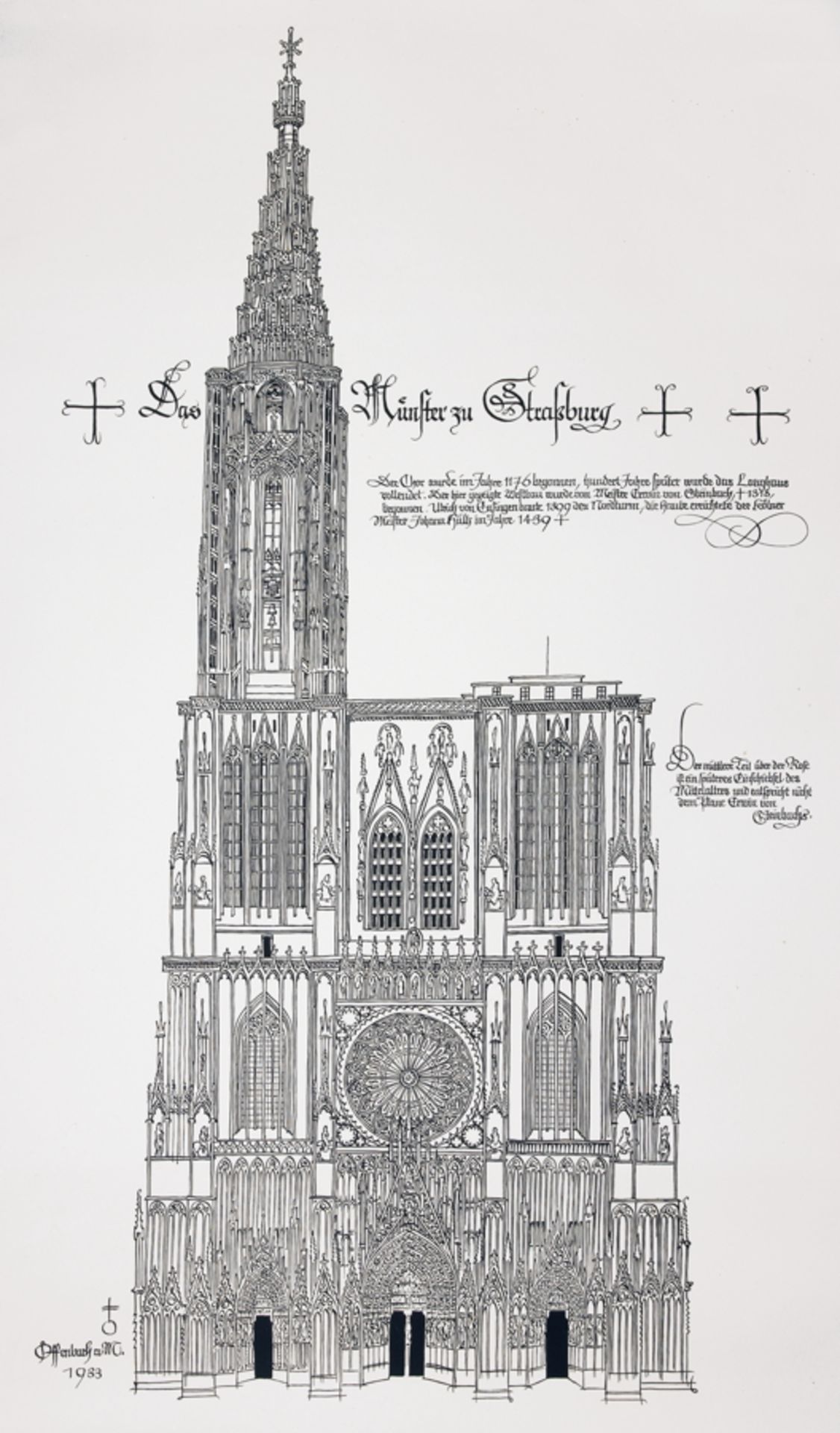 "Insel Verlag - Fritz Kredel. Das Münster zu Straßburg. Holzschnitt nach Rudolf Koch. 1938. 136,