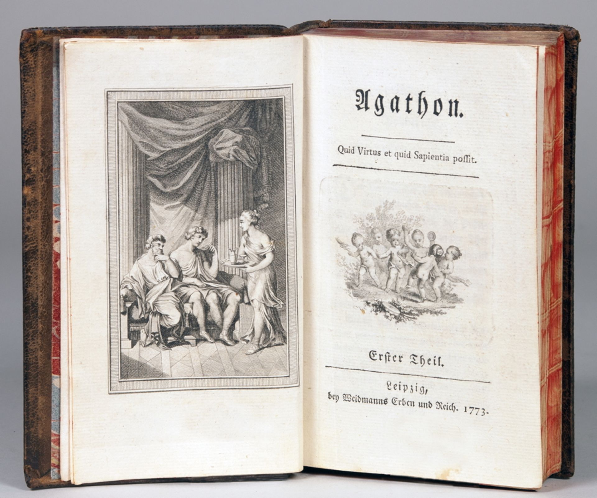 [Christoph Martin Wieland]. Agathon. Erster [bis] Vierter Theil. Leipzig, Weidmanns Erben und - Image 2 of 2