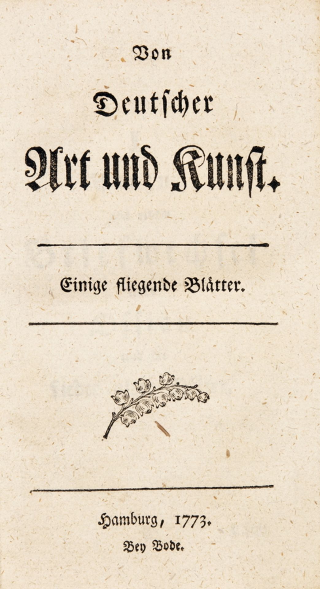 Herder - Von Deutscher Art und Kunst. Einige fliegende Blätter. [Herausgegeben von Johann