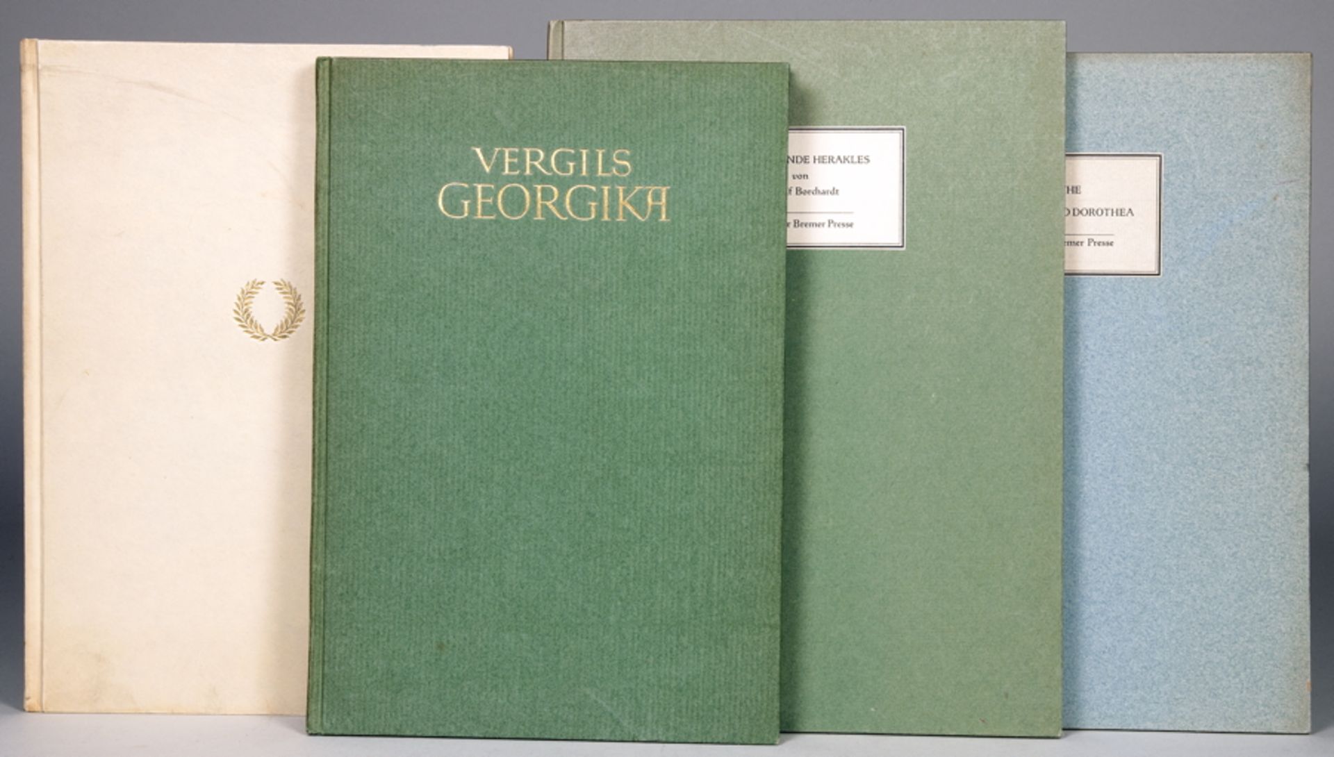 Bremer Presse - Vier Drucke der Presse. München 1922–1924. Originalpappbände mit Deckelschildern