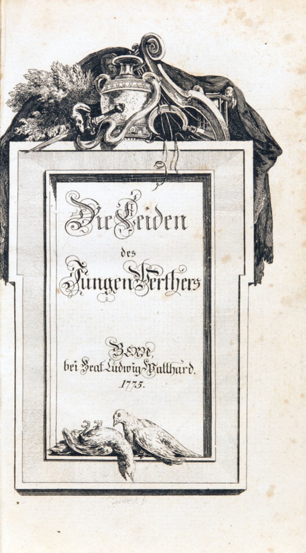 [Johann Wolfgang von Goethe]. Die Leiden des Jungen [sic!] Werthers. Bern, Beat Ludwig Walthard - Image 2 of 2