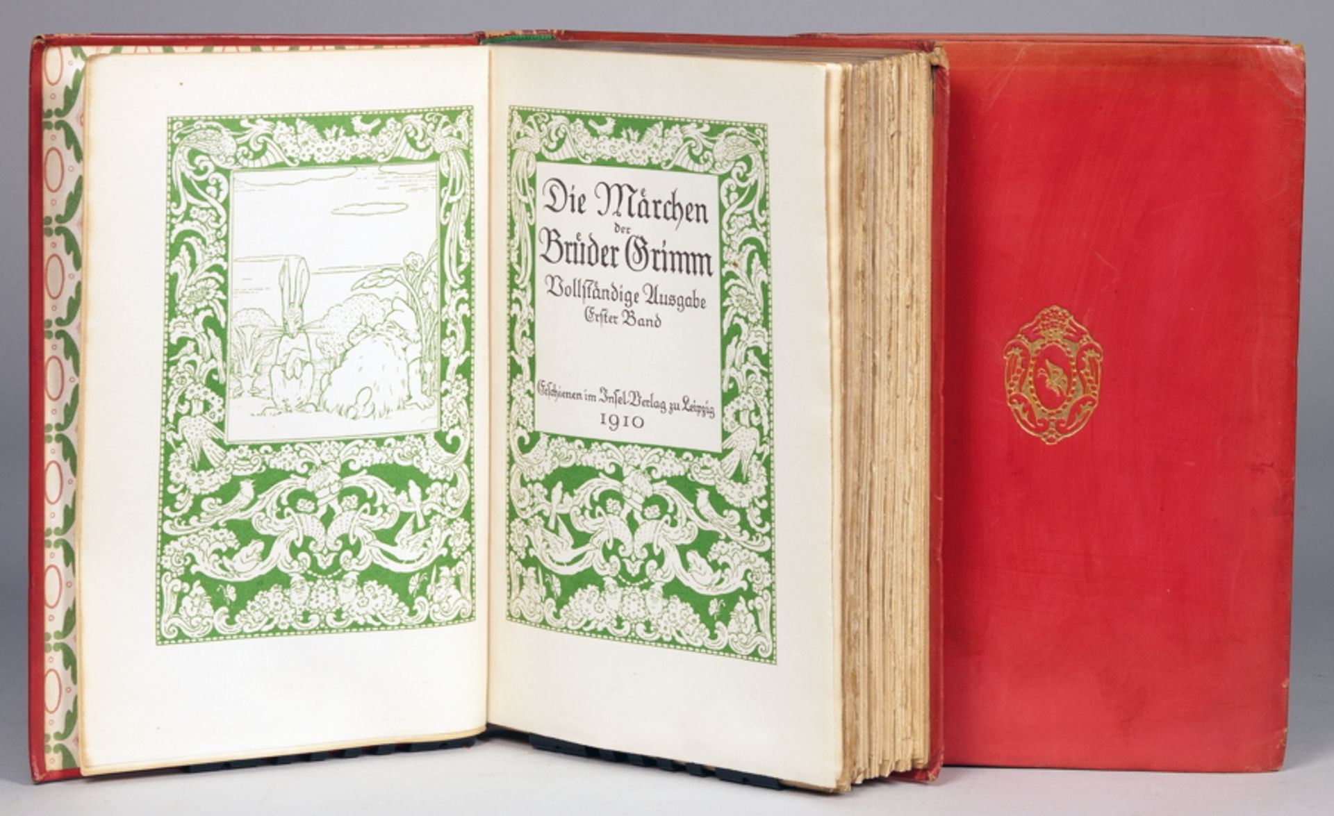 "Insel Verlag - Die Märchen der Brüder Grimm. Erster [und] Zweiter Band. Leipzig, Insel 1910. Rote