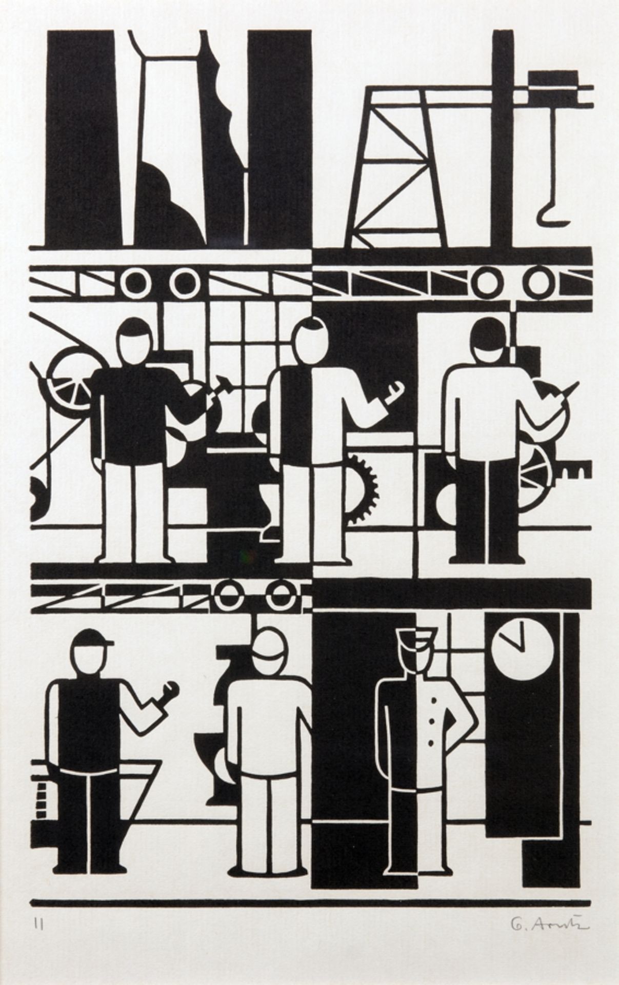 Gert Arntz. Zwölf Häuser unserer Zeit. Zwölf Holzschnitte. 1927/1973. Jeweils signiert und mit der - Image 6 of 6