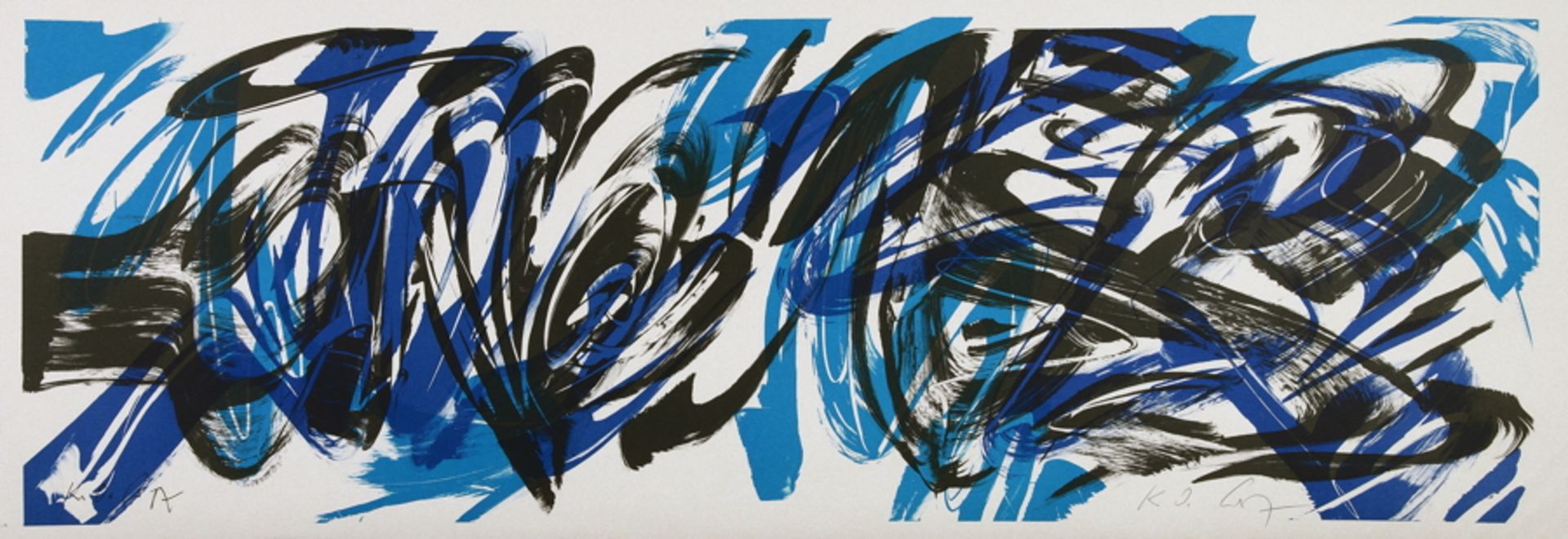 Karl Otto Götz. Ohne Titel. Farboffsetlithographie. 1996. 31,0 : 92,7 cm (35,0 : 100,0 cm). Signiert