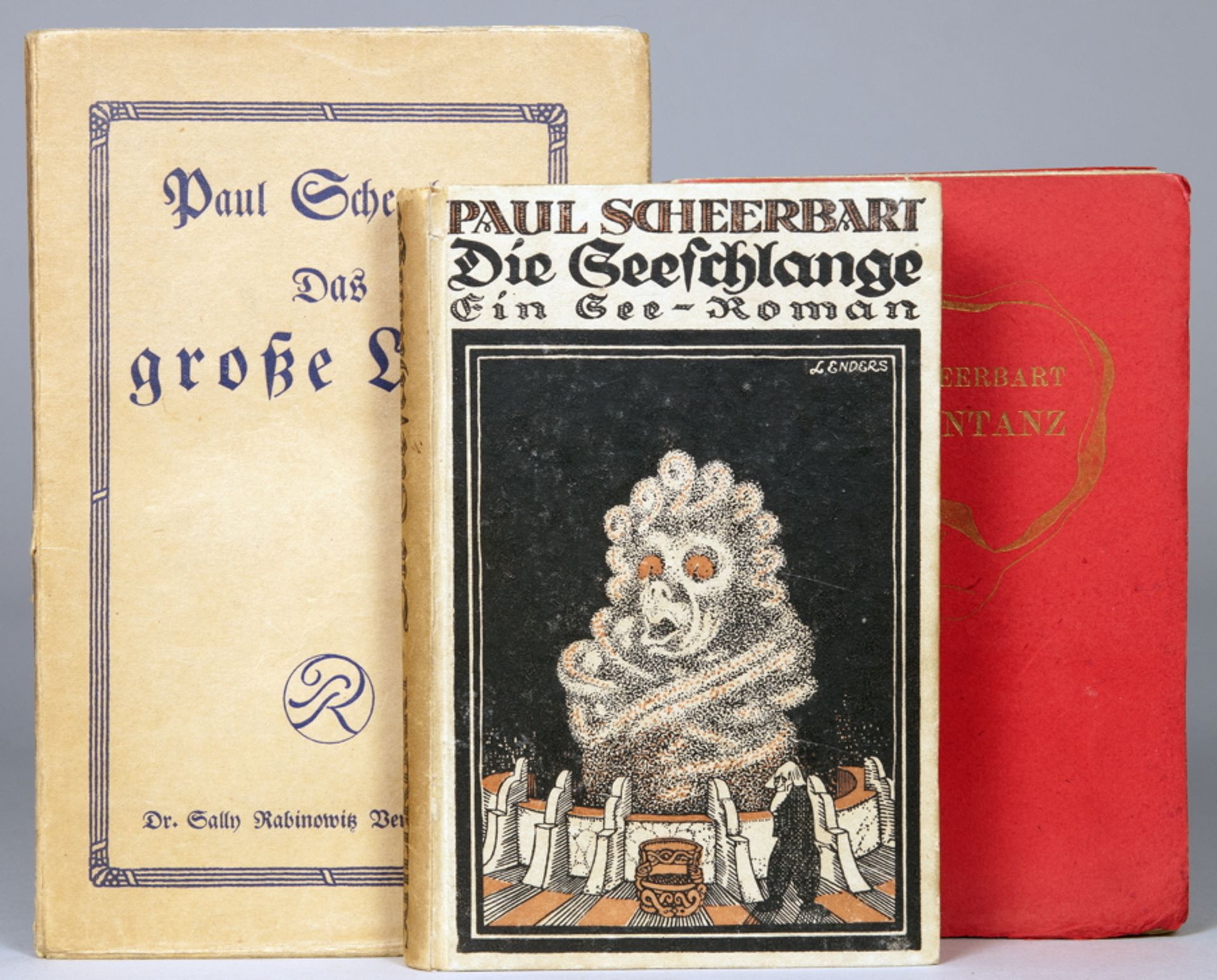 Paul Scheerbart. Drei Erstausgaben. 1901–1912. Originalpappband und zwei -broschuren.Die