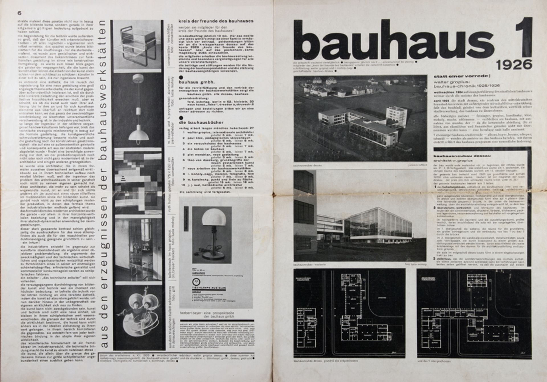 "Bauhaus 1. Zeitschrift. Schriftleitung: Walter Gropius und Laszlo Moholy-Nagy. Jahrgang I, Heft