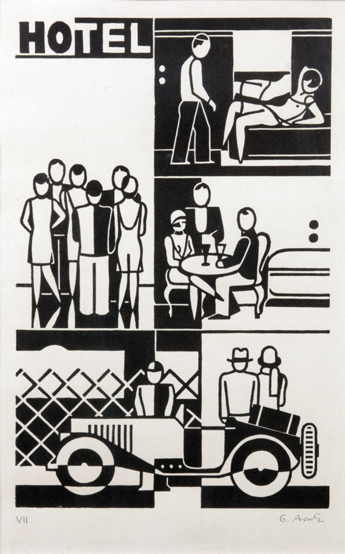 Gert Arntz. Zwölf Häuser unserer Zeit. Zwölf Holzschnitte. 1927/1973. Jeweils signiert und mit der - Image 3 of 6