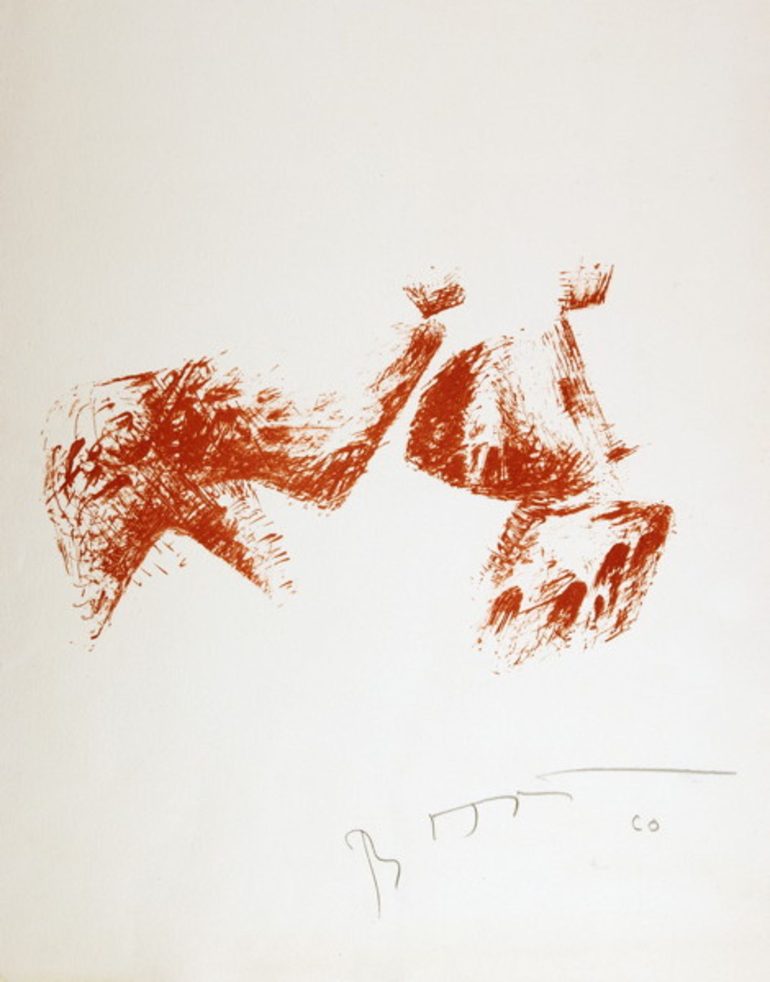 Bernhard Heiliger. Komposition. Aquarell und Bleistift. 1964. 42,0 : 58,0 cm. Signiert, datiert - Image 2 of 2