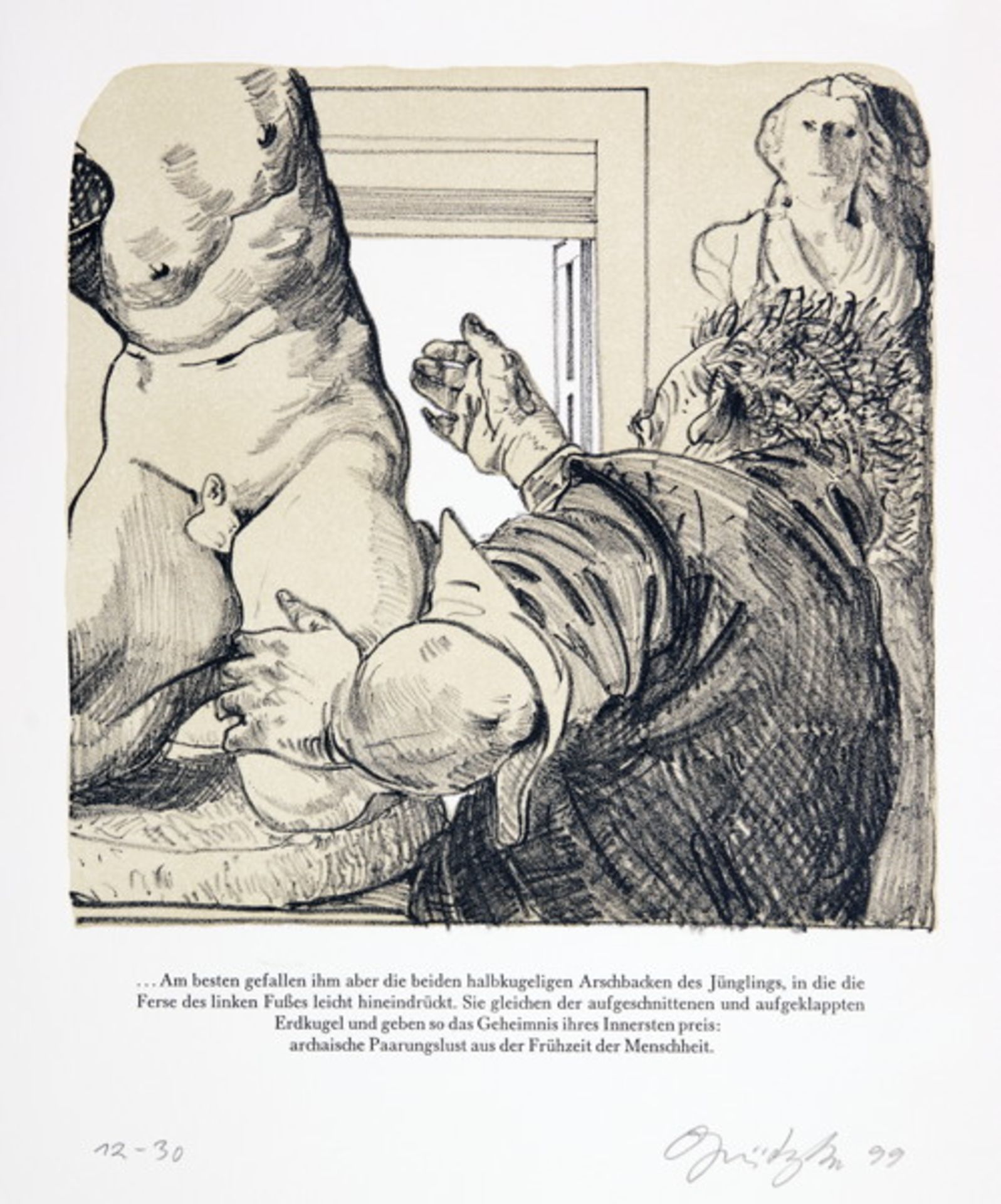 Merlin Verlag - Tod in Weimar. 16 Lithografien von Johannes Grützke zu der Novelle von Henning - Image 2 of 2