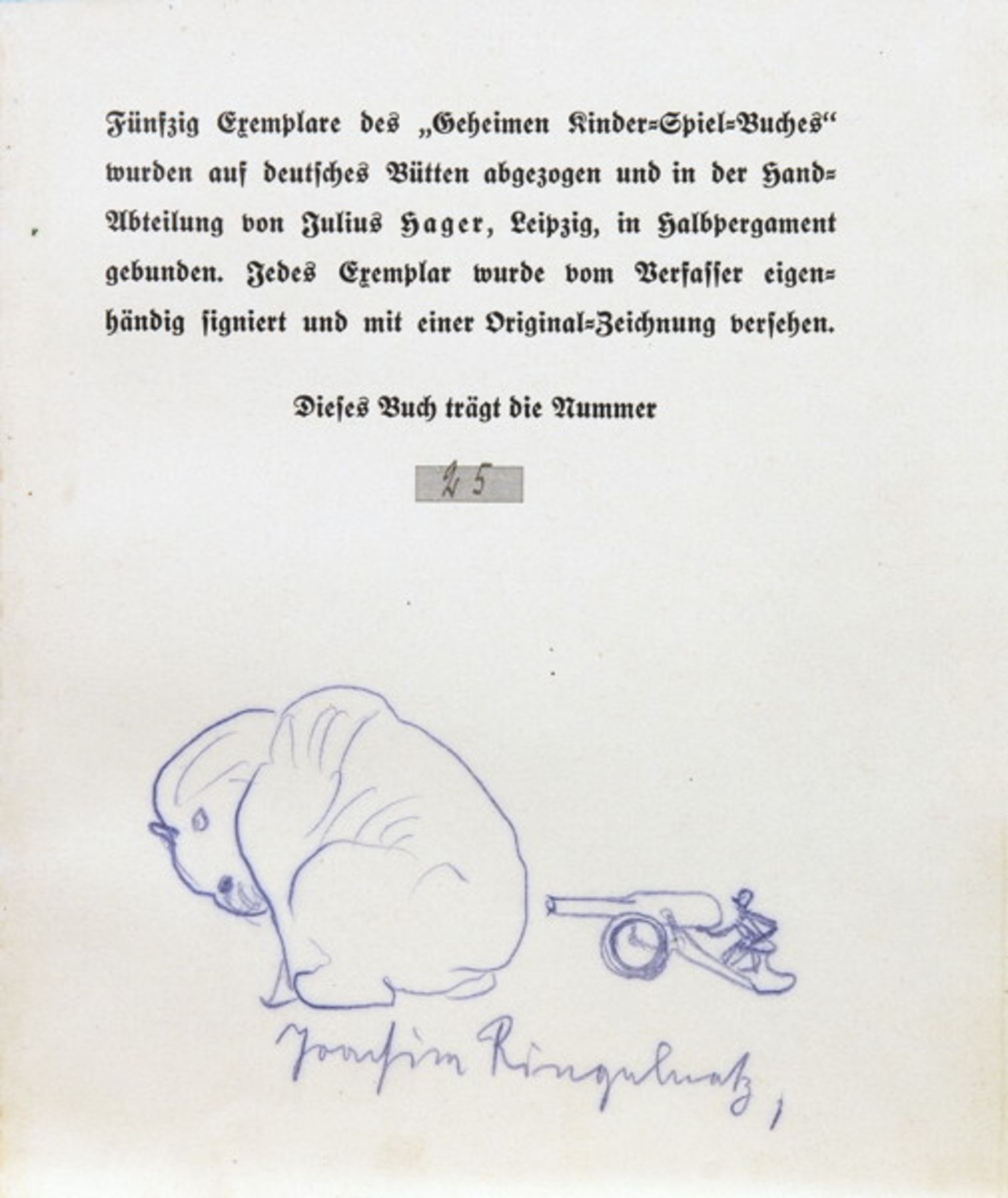 Joachim Ringelnatz. Geheimes Kinder-Spiel-Buch mit vielen Bildern. Potsdam, Gustav Kiepenheuer 1924. - Image 2 of 2