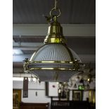 PAIR OF QUALITY BRASS + GLASS LIGHT FITTINGS