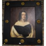 ENGLISH SCHOOL-  OIL ON CANVAS -PORTRAIT OF LADY