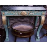 PAINTED CONSOLE TABLE WITH MARBLE TOP