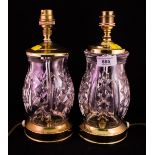 PAIR OF WATERFORD TABLE LAMPS 11'' ON BRASS BASE