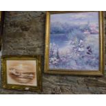 2 OIL PAINTINGS IN GILT FRAMES