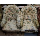 PAIR OF VICTORIAN BUTTON BACK CLUB CHAIRS