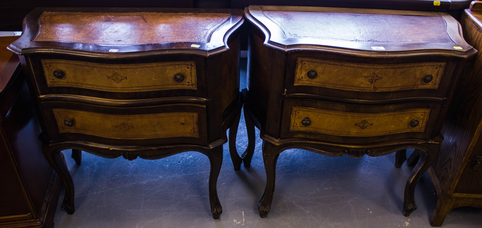 PAIR OF SHAPED 2 DRAWER CHESTS