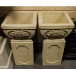 PAIR OF SQUARE PLANTERS ON PLINTHS 27''