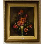 OIL ON BOARD STILL LIFE IN GILT FRAME DYKMAN