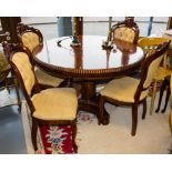 SET OF 4 BUTTON BACK DINING CHAIRS + TABLE ON POD