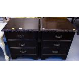 PAIR OF 3 ROPED EDGE BEDSIDE CHESTS