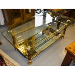 QUALITY BRASS + GLASS TOP COFFEE TABLE