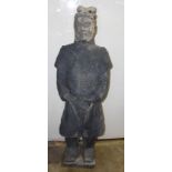 Chinese model of a terracotta warrior, 20th century, the soldier with a separately formed head above