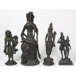 (lot of 4) Asian bronze Buddhist sculptures; one East Asian Maitreya seated in royal ease; two