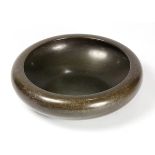 Japanese silver wire inlaid patinated bronze bowl/censer, rounded rim with cherry blossoms, base