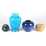 (lot of 4) Group of Asian ceramics, consisting of a Thai Sawankhalok box with floral sprigs; a