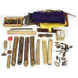 One box of katana furniture, 6+ tsuka, Ray skin, four sword bukuro (carrier/bag), including numerous