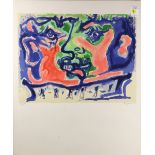 American School (20th century), Two Faces, 1970, lithograph in colors, pencil signed lower right,