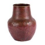 Dirk Van Erp studios, San Francisco, hammered copper "Warty" vase, having an inward rolled rim above