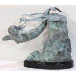 John Soderberg (American, b. 1951), "Sounding," bronze sculpture, signed, edition of 36, overall (
