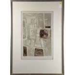 American School (20th century), Abstract Composition, etching with aquatint and embossing, pencil