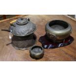 (lot of 3) Japanese sake warmer set, 19th century, consisting of a server with a compressed body