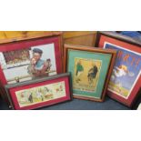 4 Satirical framed prints