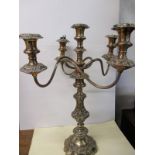 A large plated 5 branch candelabra