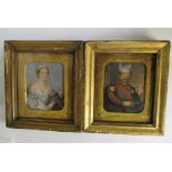 A pair of 19th century hand coloured Baxter prints of Napoleon III Princess Eugene