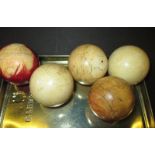 Five antique ivory  Billiard balls approx. 612g total