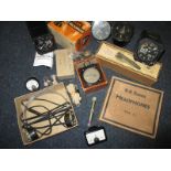 A box of assorted instruments in include aircraft altitude meters from RAF & RN McDonnell Douglas