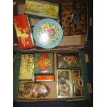 2 boxes of vintage sweet and biscuit tins