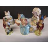 Six Bunnykins and Beatrix Potter figures