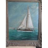 1960's Oil on Canvas of a sailing yacht 'Joyrena'