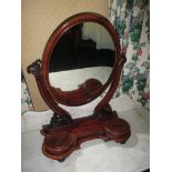 An early 19th Century, mahogany twin drawer toilet mirror