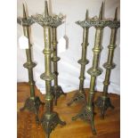 6 brass pricket style candlesticks